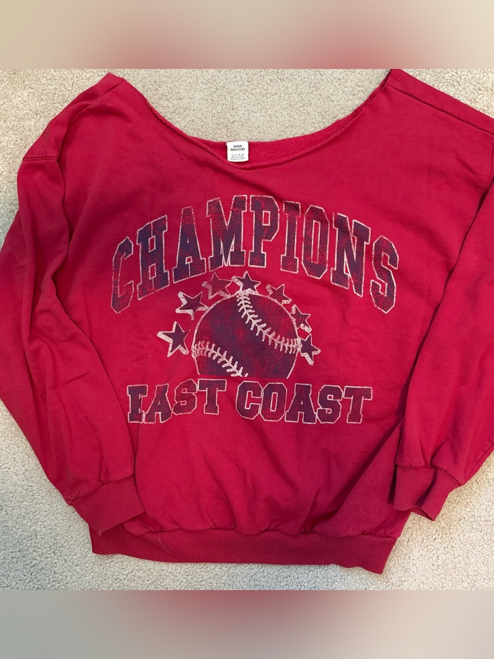 Urban Outfitters Red Graphic Pullover Sweatshirt